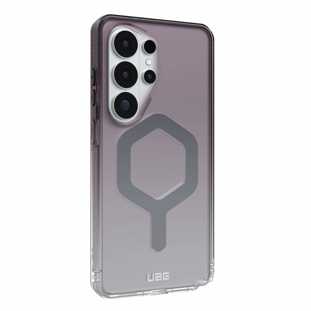 UAG Plyo MagSafe Black/Clear Ombré Galaxy S26 Ultra – vedere oblică dinspre butoane