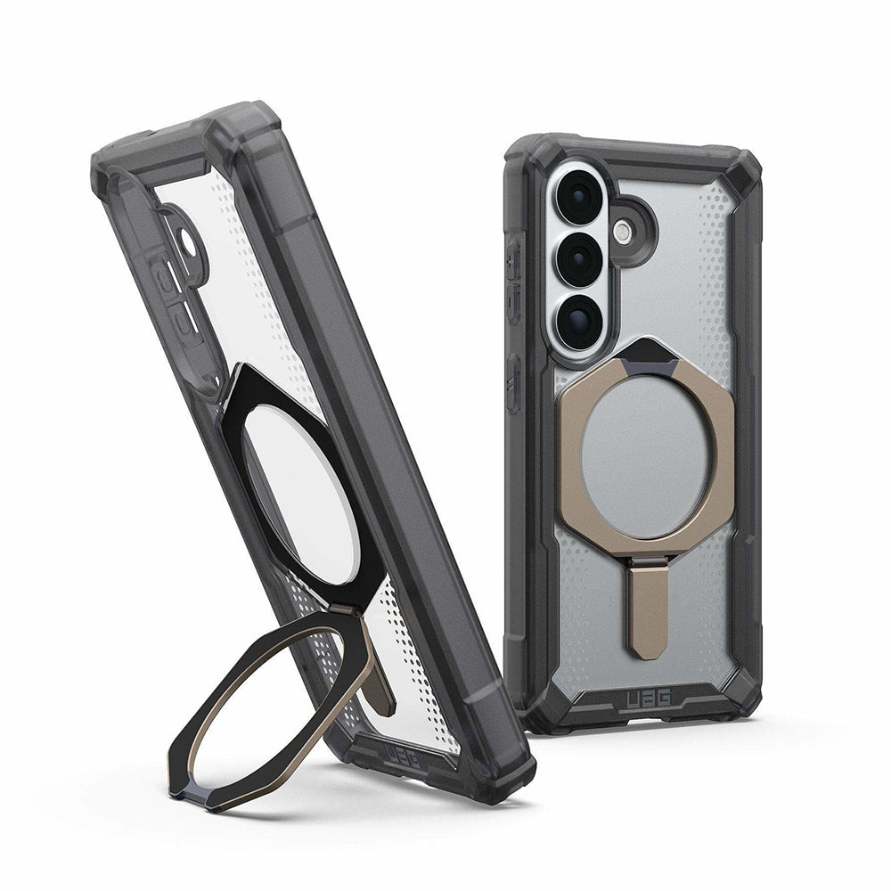 UAG Plasma XTE Ash/Titanium Galaxy S26 – interior cu suport deschis și vedere din spate