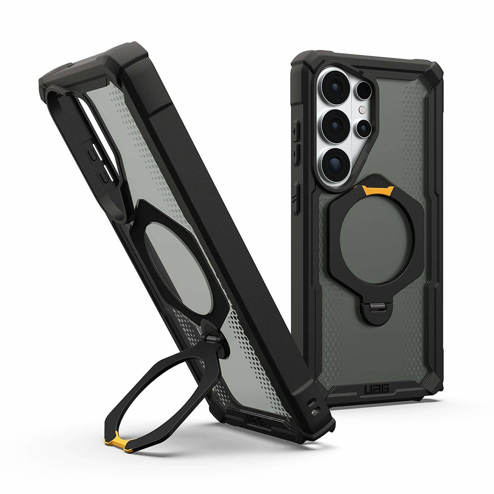 UAG Plasma XTE 360 Black Galaxy S26 Ultra – interior și spate, cu suportul deschis