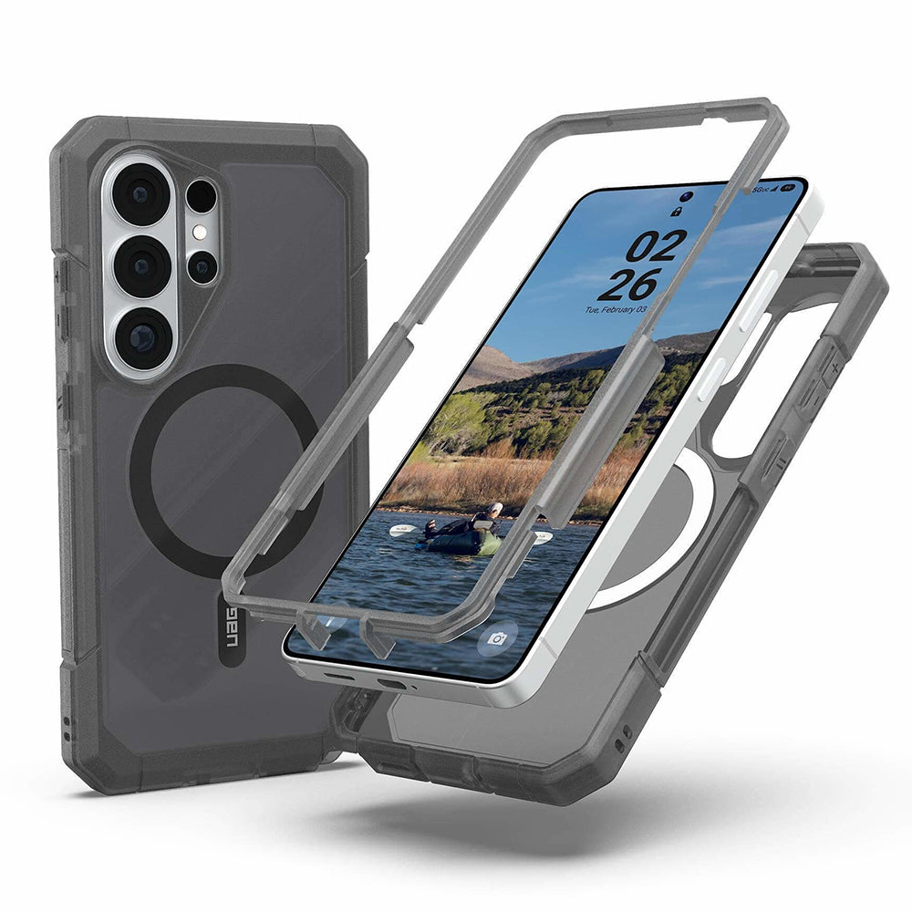 UAG Trooper Ash Galaxy S26 Ultra – partea din spate și rama frontală separate
